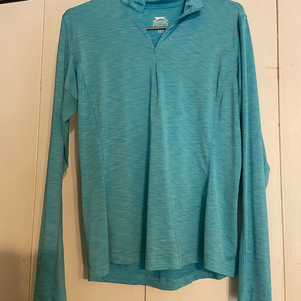 Slazenger long sleeve quarter zip golf shirt with mesh under sleeves